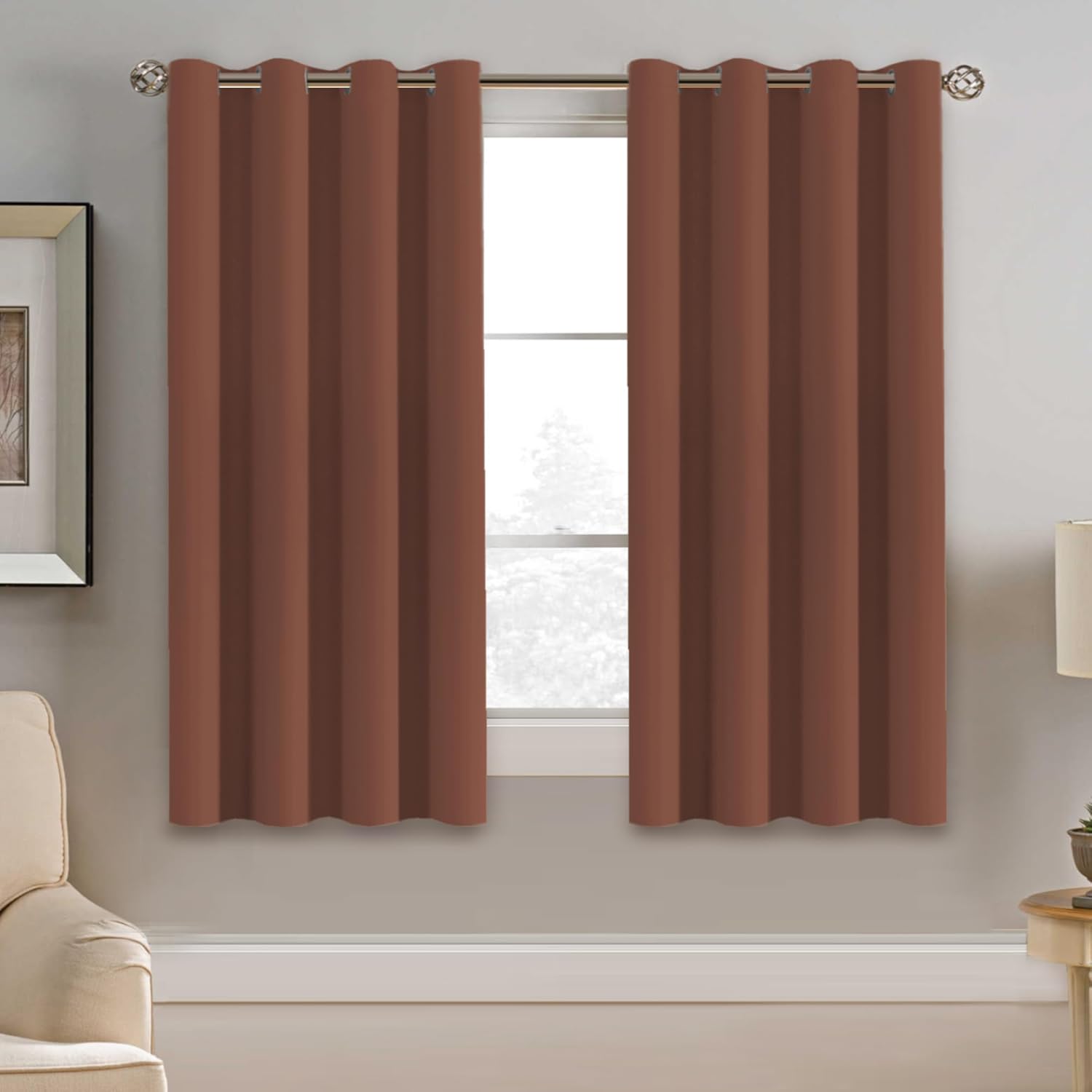 100% Blackout Thermal Insulated Grommet Solid Color Curtains