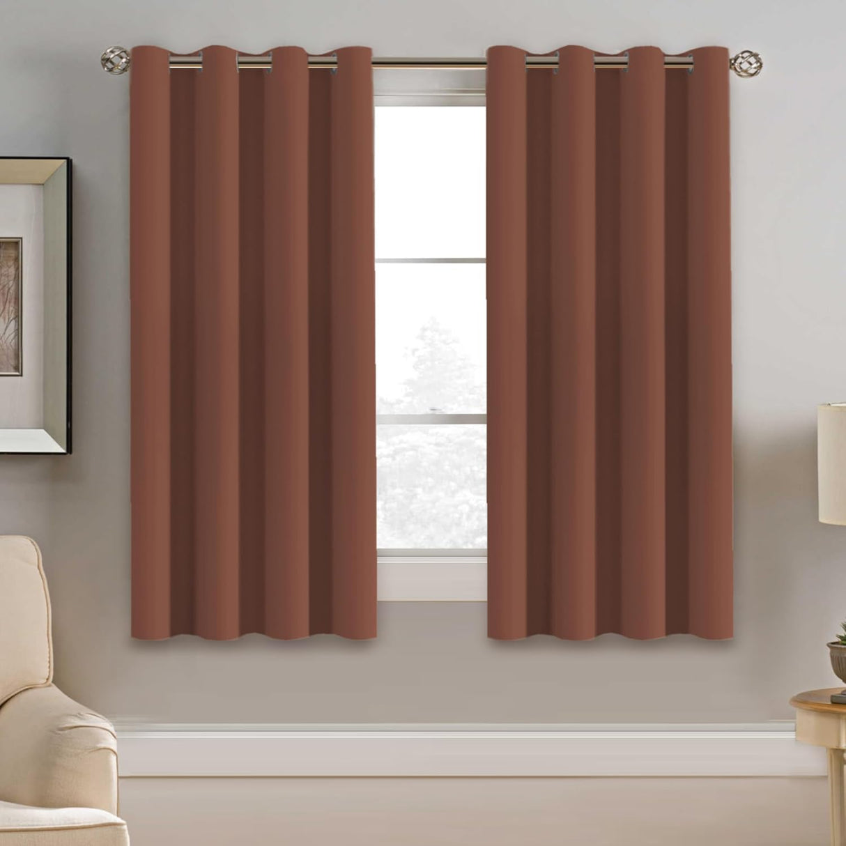 100% Blackout Thermal Insulated Grommet Solid Color Curtains