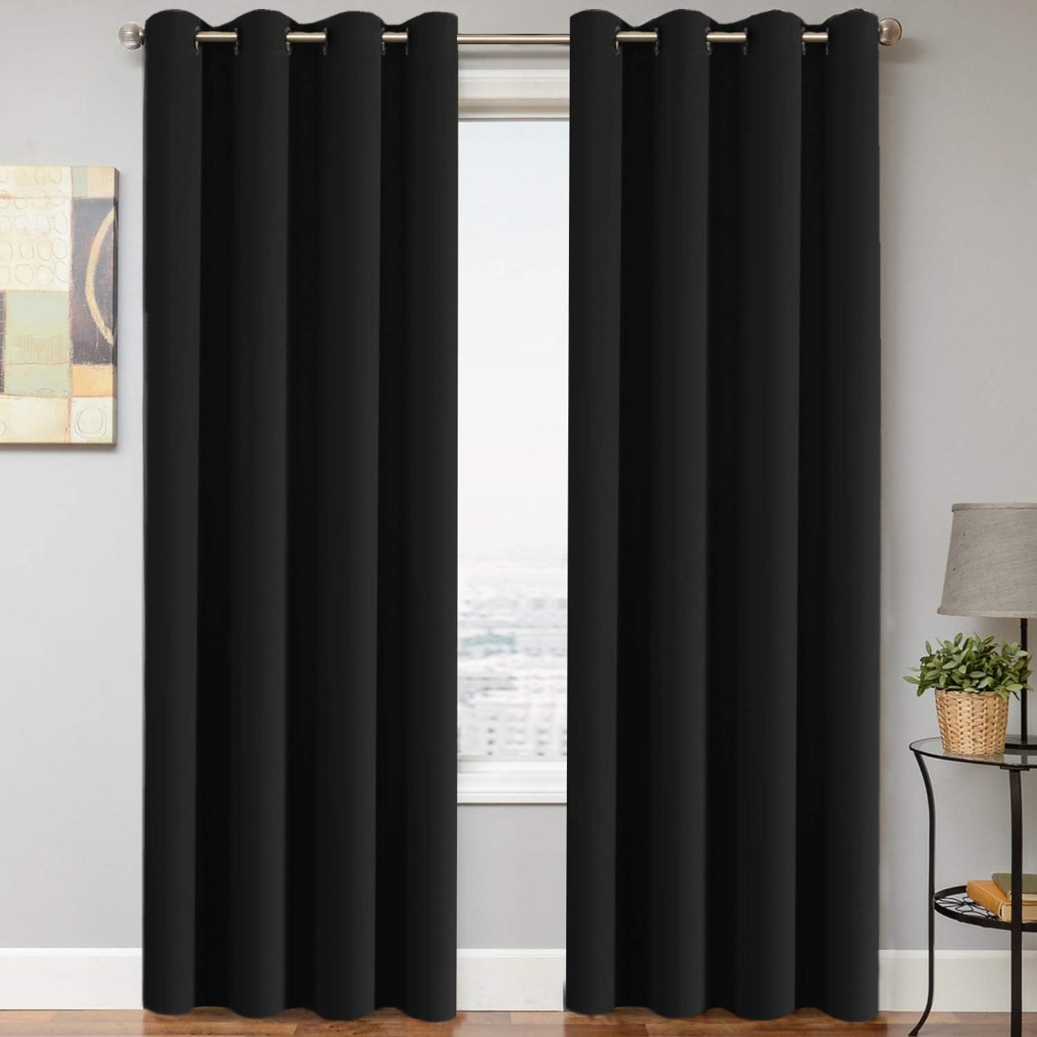 Blackout Curtains Thermal Insulated Grommet Top Solid Color Curtains