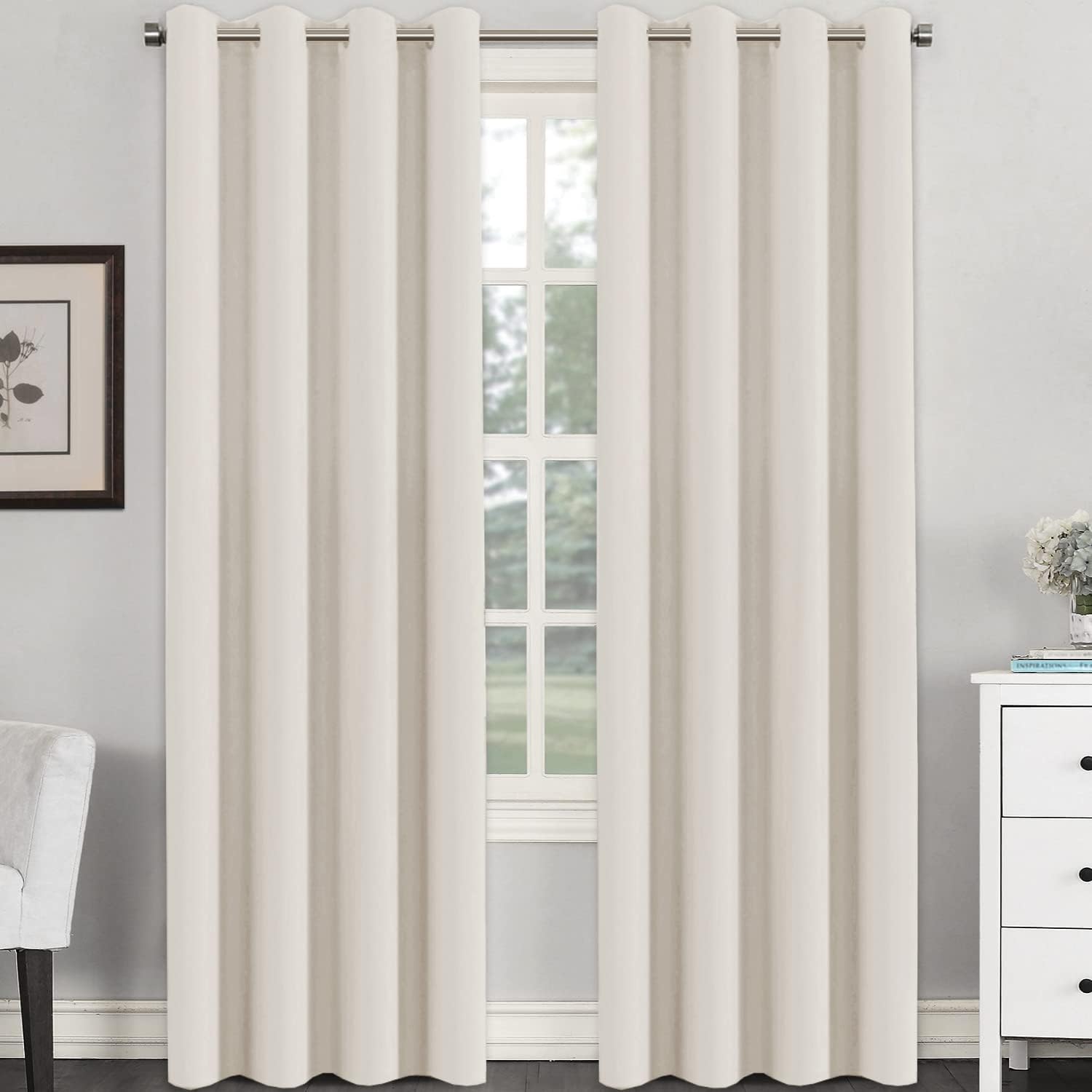 Blackout Curtains Thermal Insulated Grommet Top Solid Color Curtains