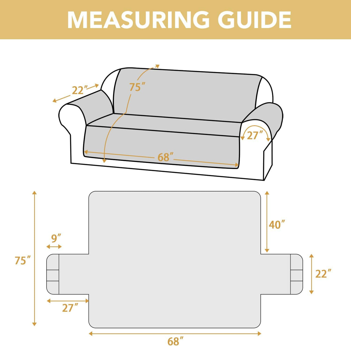 H.VERSAILTEX 100% Waterproof Couch Cover for 3 Cushion Sofa Triple Non Slip with Storage Pocket
