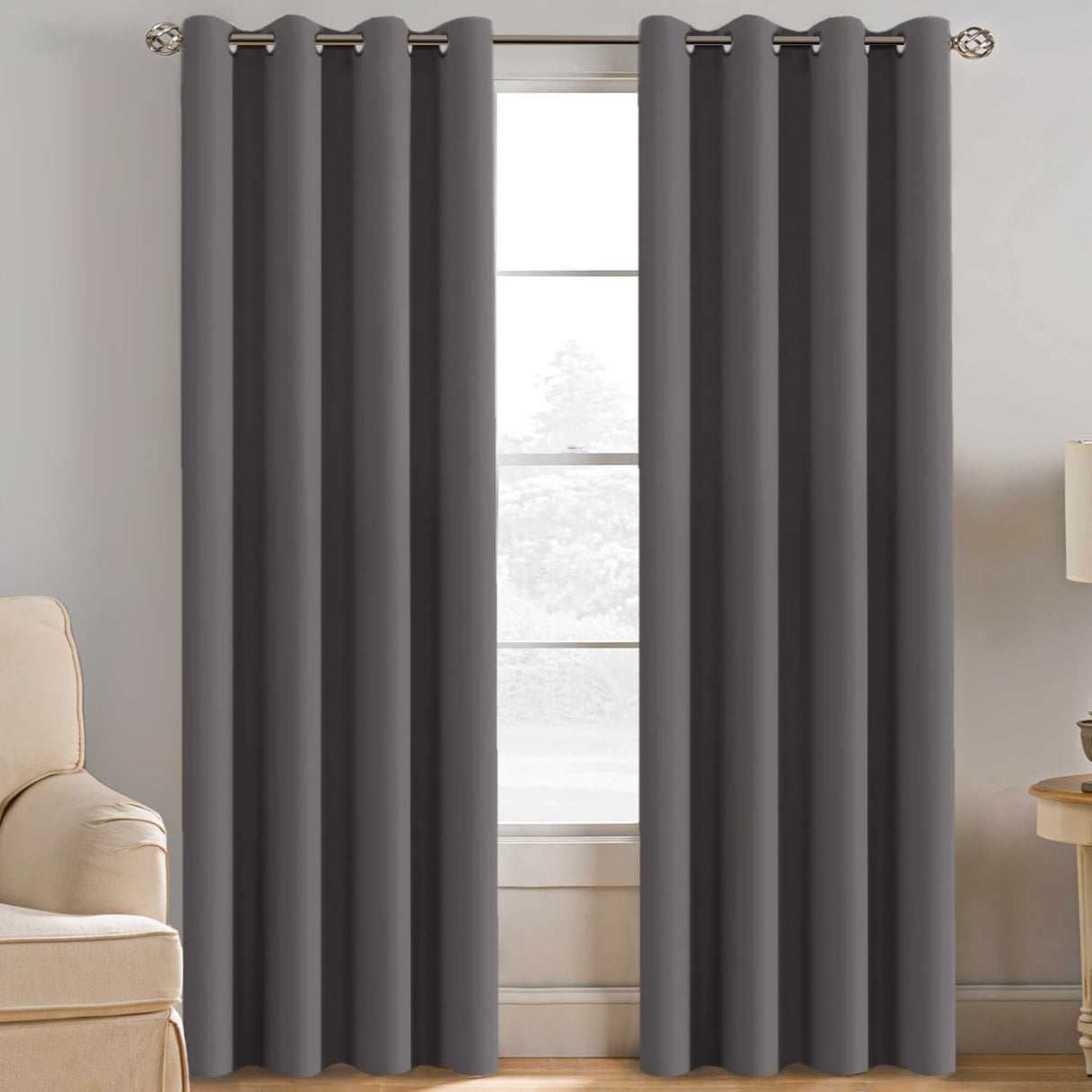 100% Blackout Thermal Insulated Grommet Solid Color Curtains