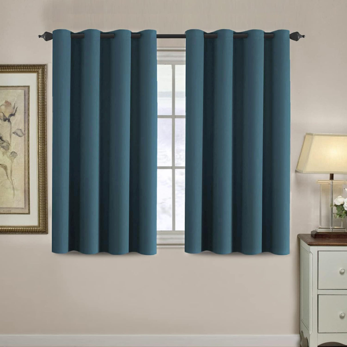 100% Blackout Thermal Insulated Grommet Solid Color Curtains