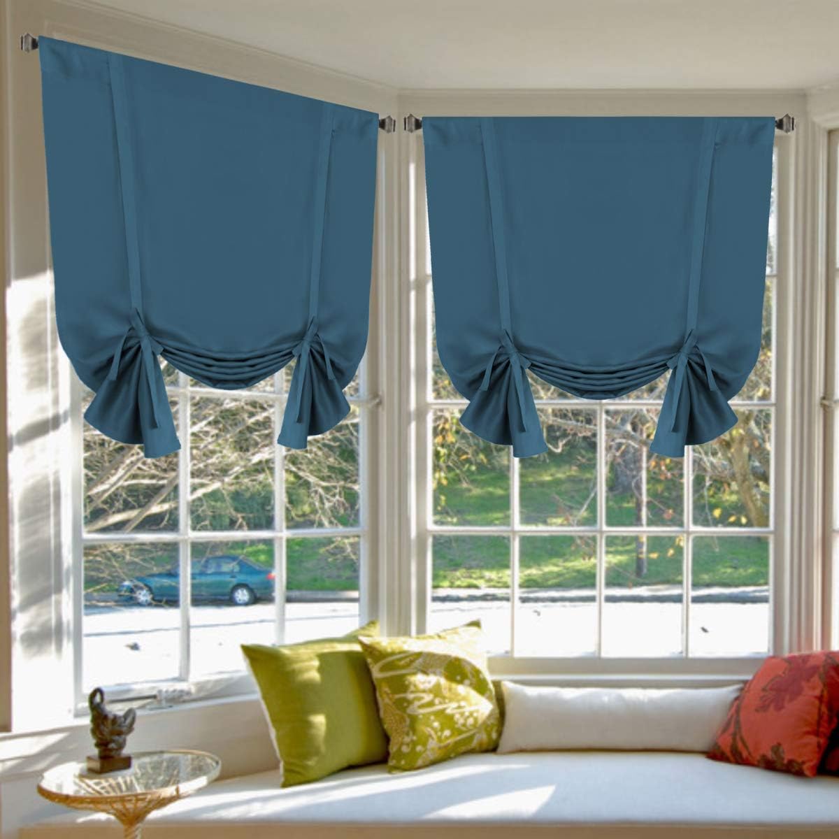 Valances Tie Up Curtains Roman Balloon Blind Rod Pocket Short Curtain