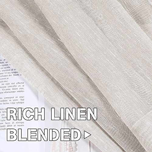 Natural Linen Blended Privacy Sheer Nickel Grommets Curtains