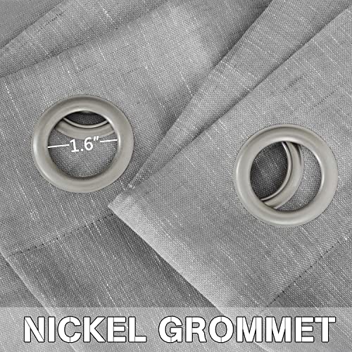 Natural Linen Blended Privacy Sheer Nickel Grommets Curtains