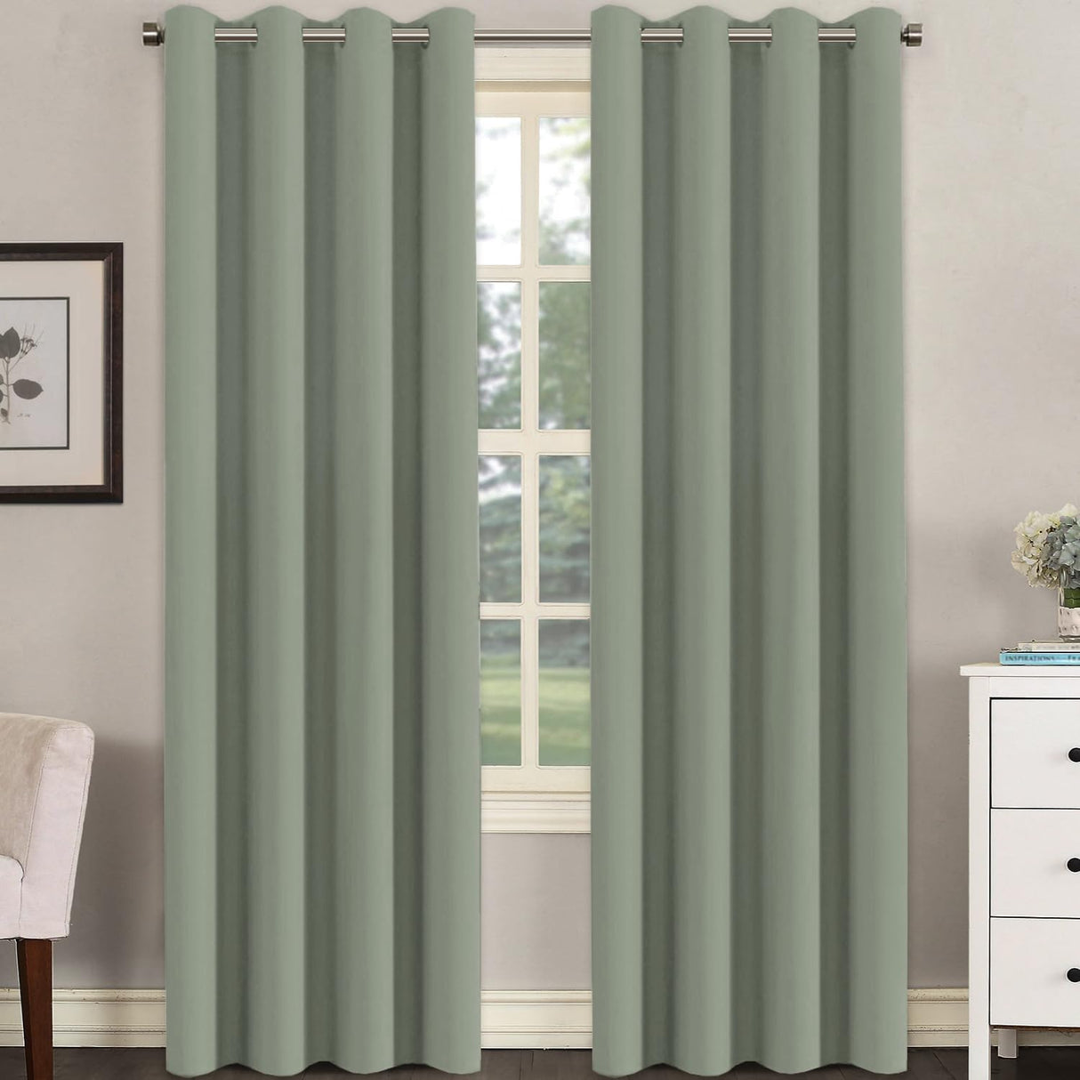 Blackout Curtains Thermal Insulated Grommet Top Solid Color Curtains