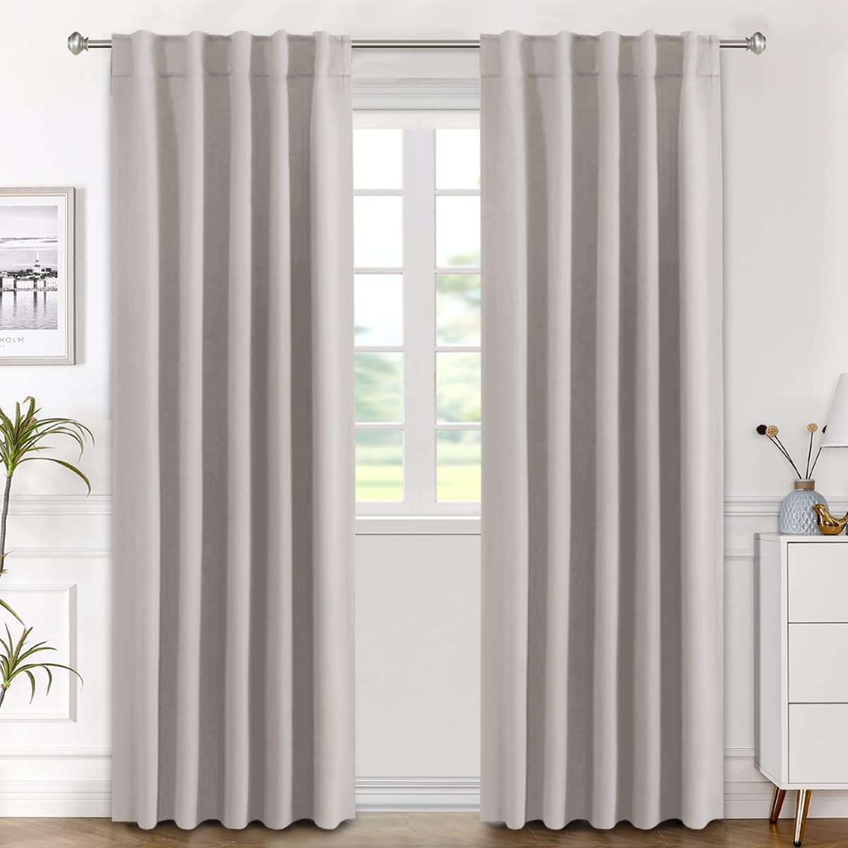 Blackout Thermal Insulated Back Tab/Rod Pocket Solid Color Curtains