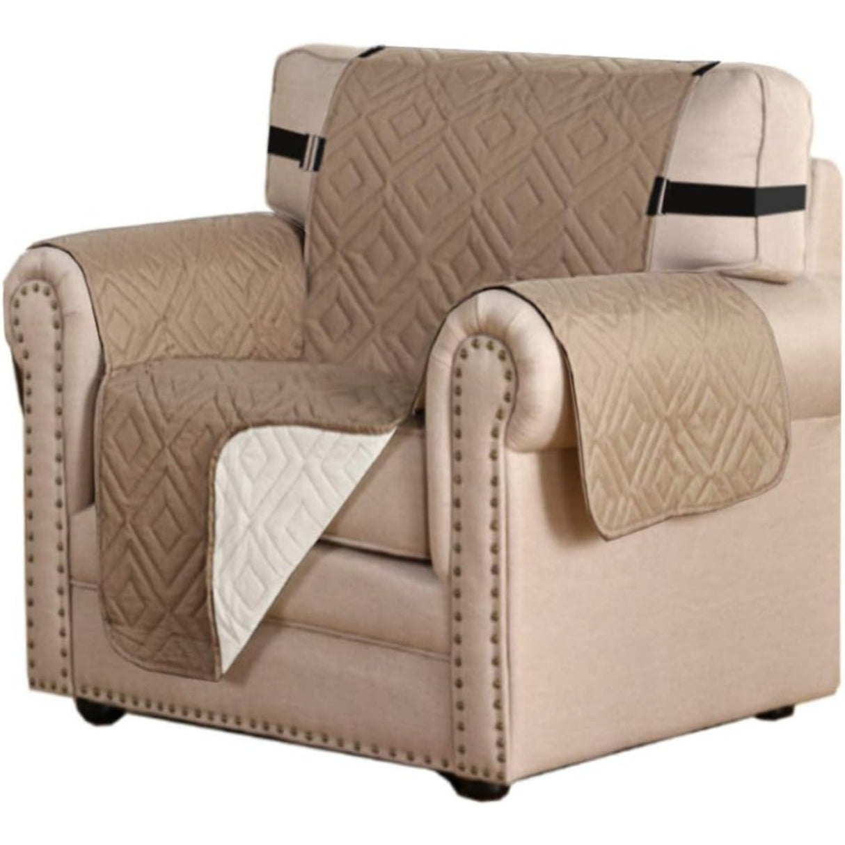 Reversible Furniture Protector Anti-Slip Water Resistant 2" Elastic Straps Couch Covers