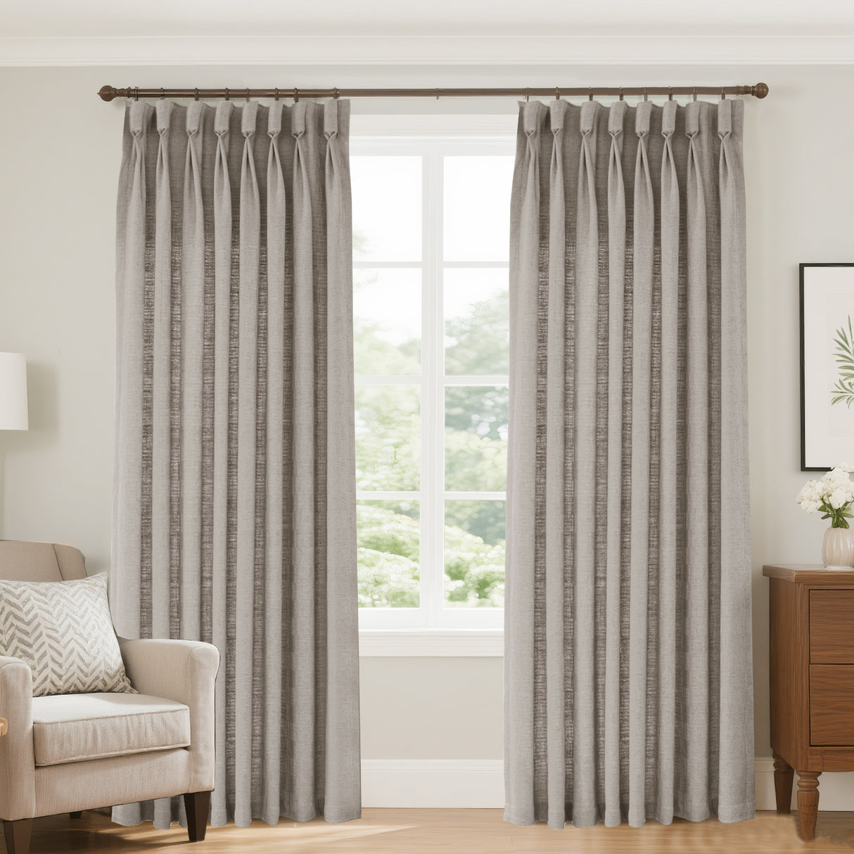 Pristine Blended Linen Curtain Pleated