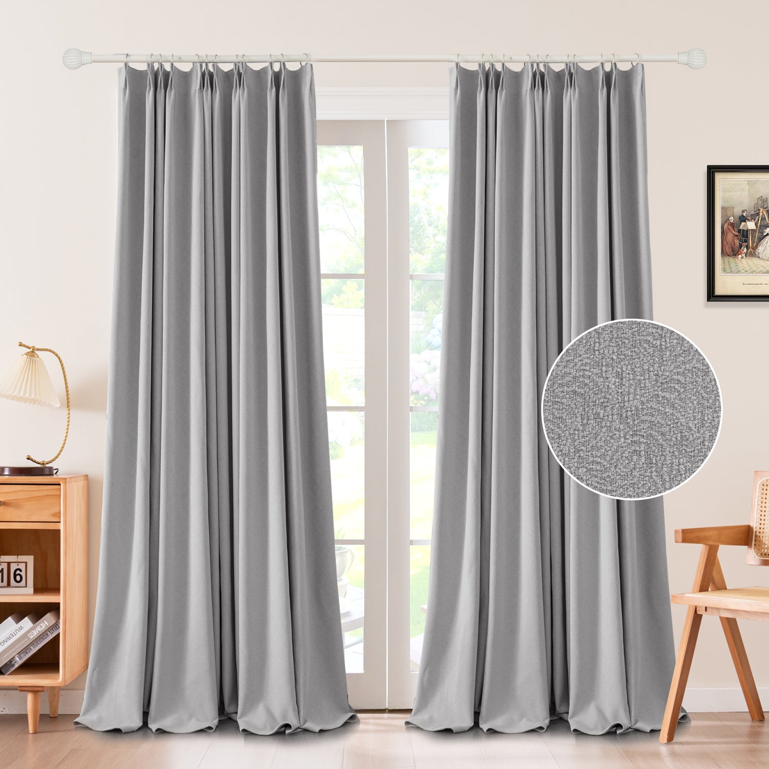 Zariel Pebbled Swirl Texture Velvet Curtain Pleated