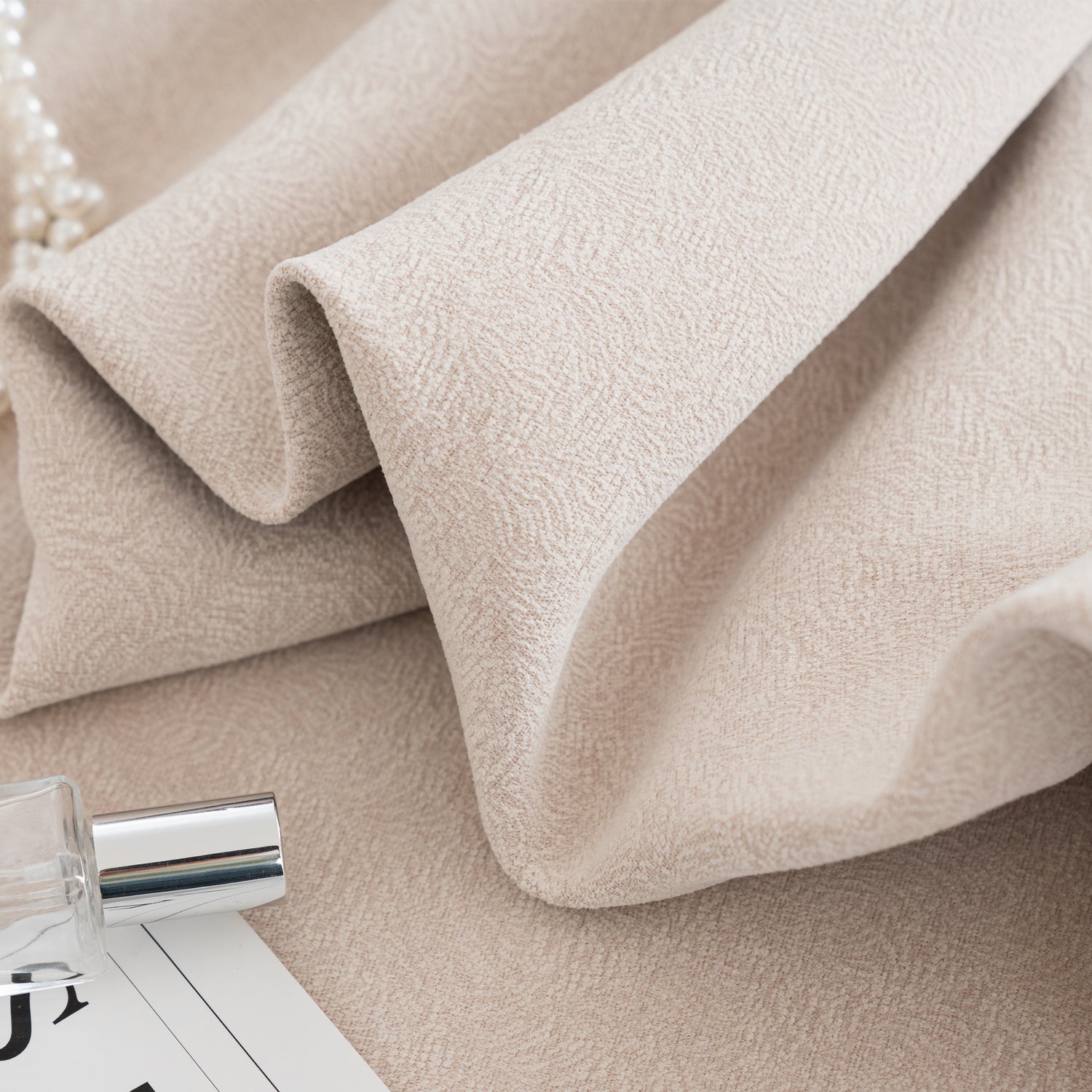 Zariel Pebbled Swirl Texture Velvet Curtain Pleated