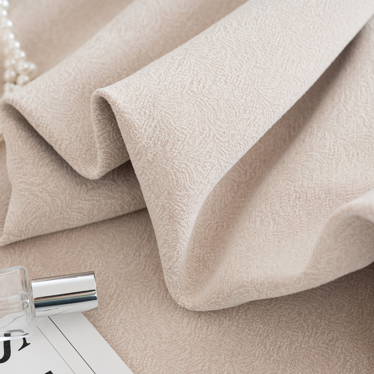 Zariel Pebbled Swirl Texture Velvet Curtain Pleated