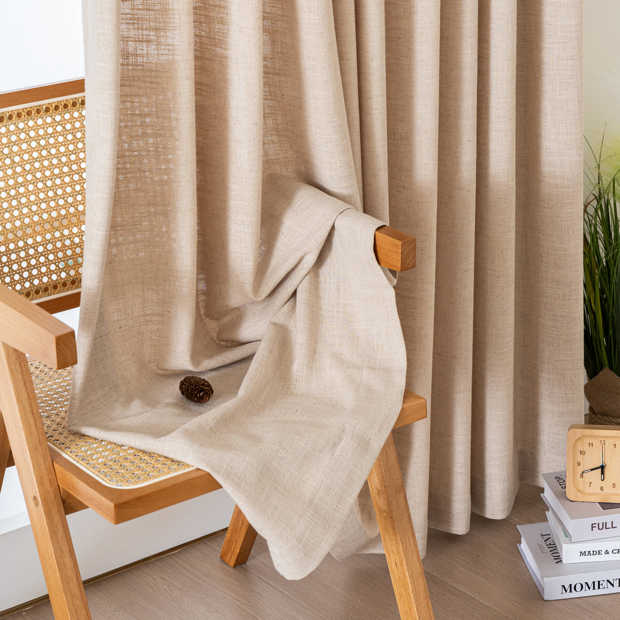 Aurevia Textured Linen Cotton Blend Curtain Pleated