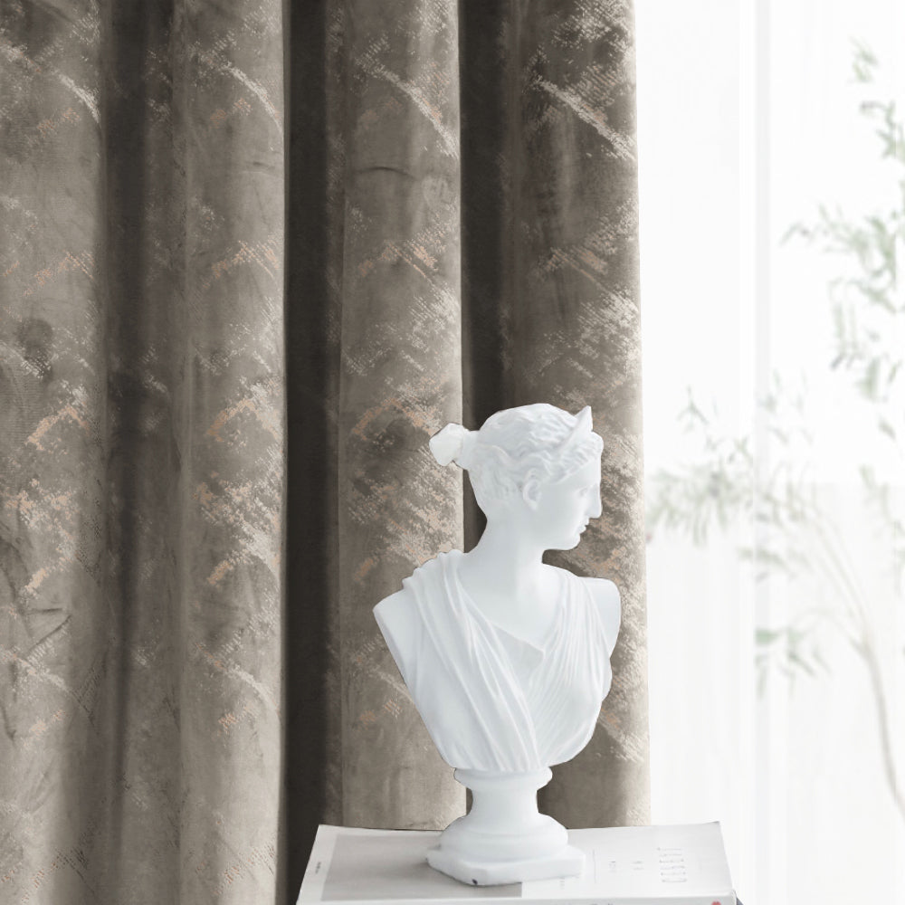 Foil Print Soft Luxury Velvet Curtain