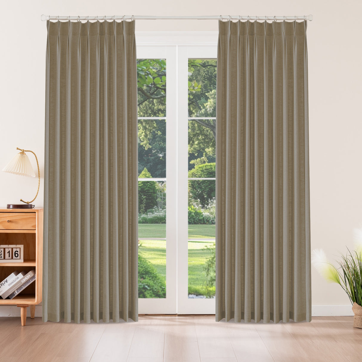 Aurevia Textured Linen Cotton Blend Curtain Pleated