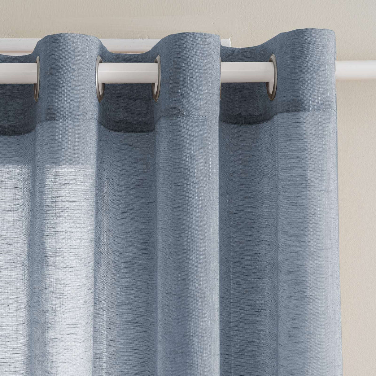 H.VERSAILTEX Farmhouse Natural Linen Sheer Curtains Flax Linen Blended Semi-Sheer Soft Grommet Drapes Set of 2 Panels for Bedroom , 52"x 96" ,Natural