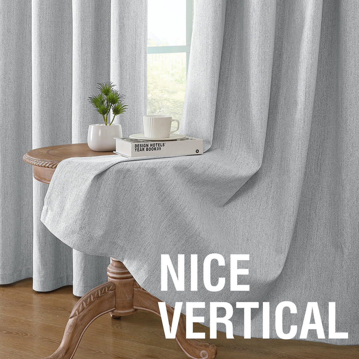 H.VERSAILTEX 100% Blackout Curtain Linen Textured Chenille Grommet Thermal Curtains for Bedroom Light-Blocking (2 Panels, 52" x 96", Glacier Gray)