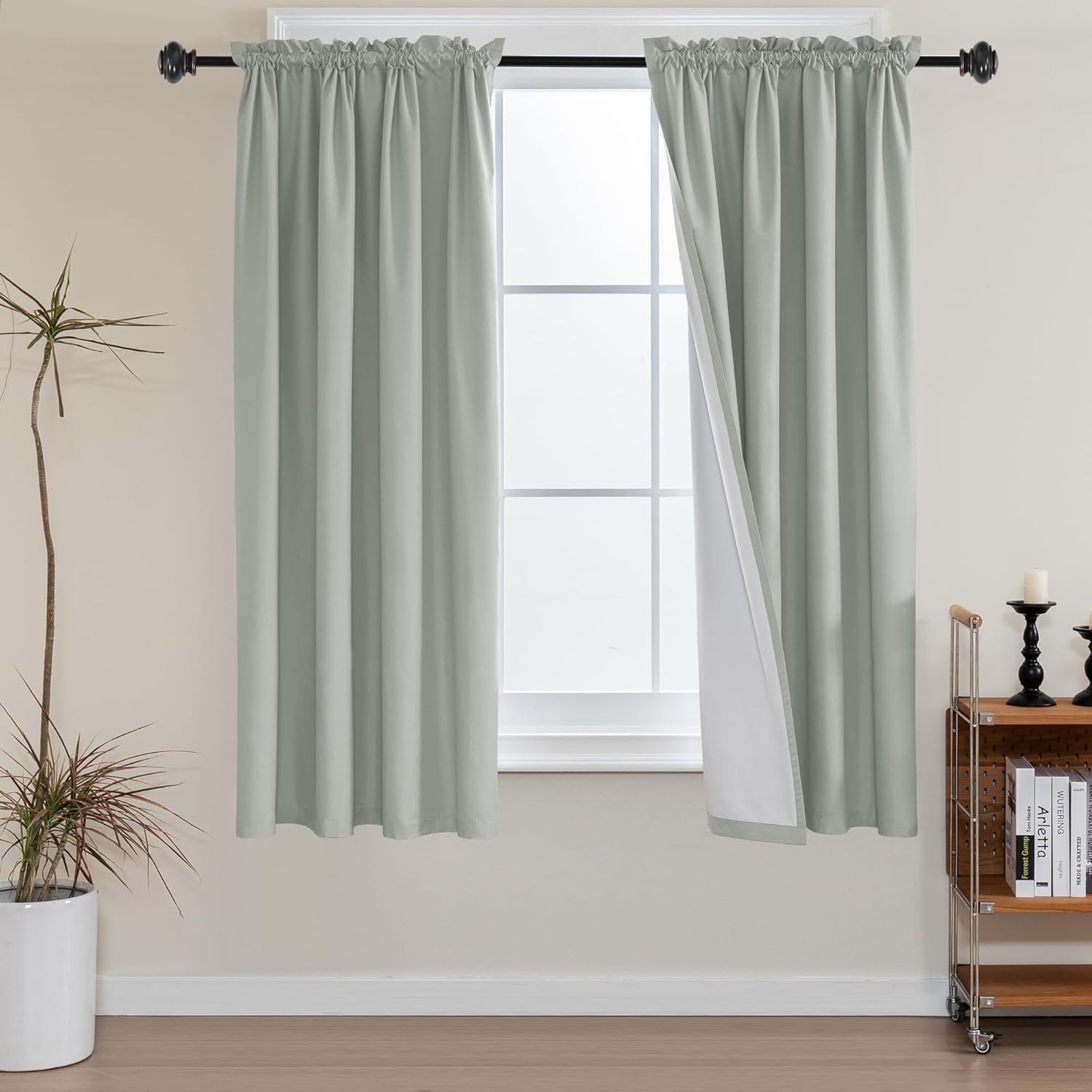 100% Blackout White Liners Window Rod Pocket Curtains