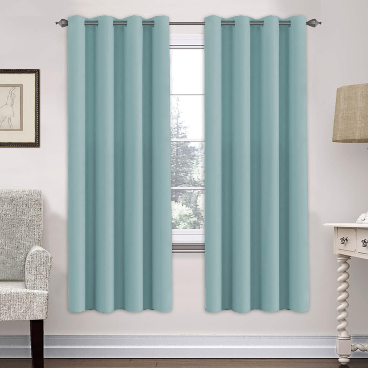 Blackout Curtains Thermal Insulated Grommet Top Solid Color Curtains
