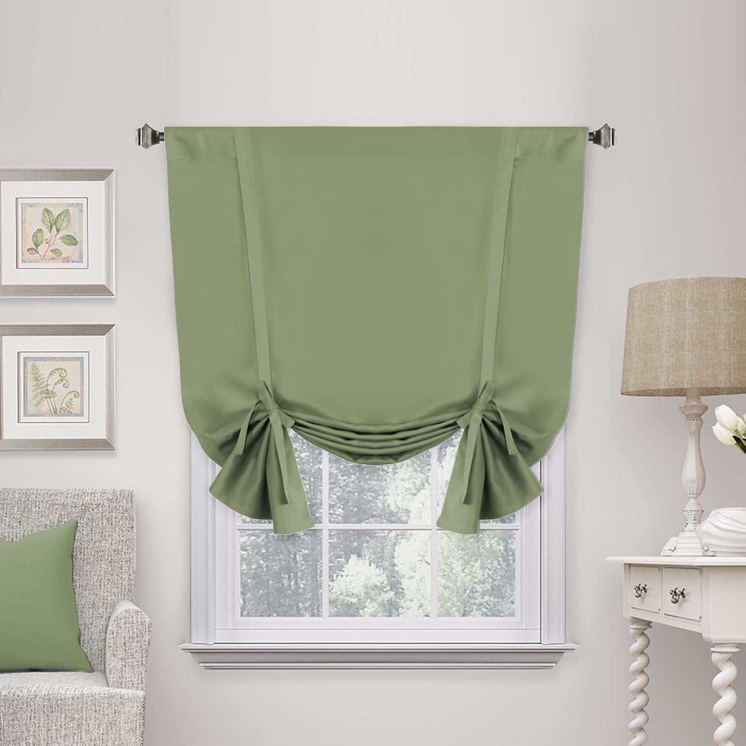 Valances Tie Up Curtains Roman Balloon Blind Rod Pocket Short Curtain