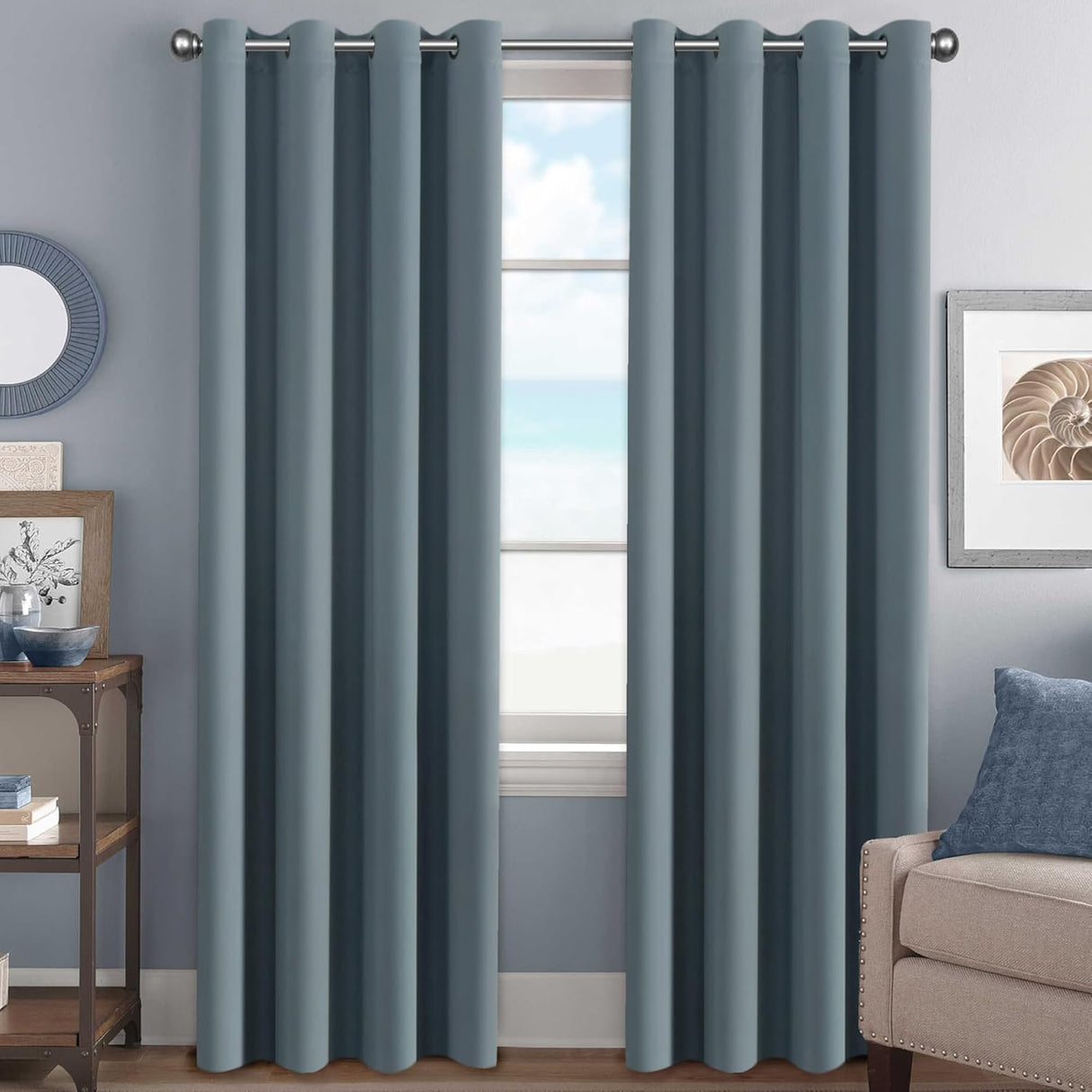 Blackout Curtains Thermal Insulated Grommet Top Solid Color Curtains