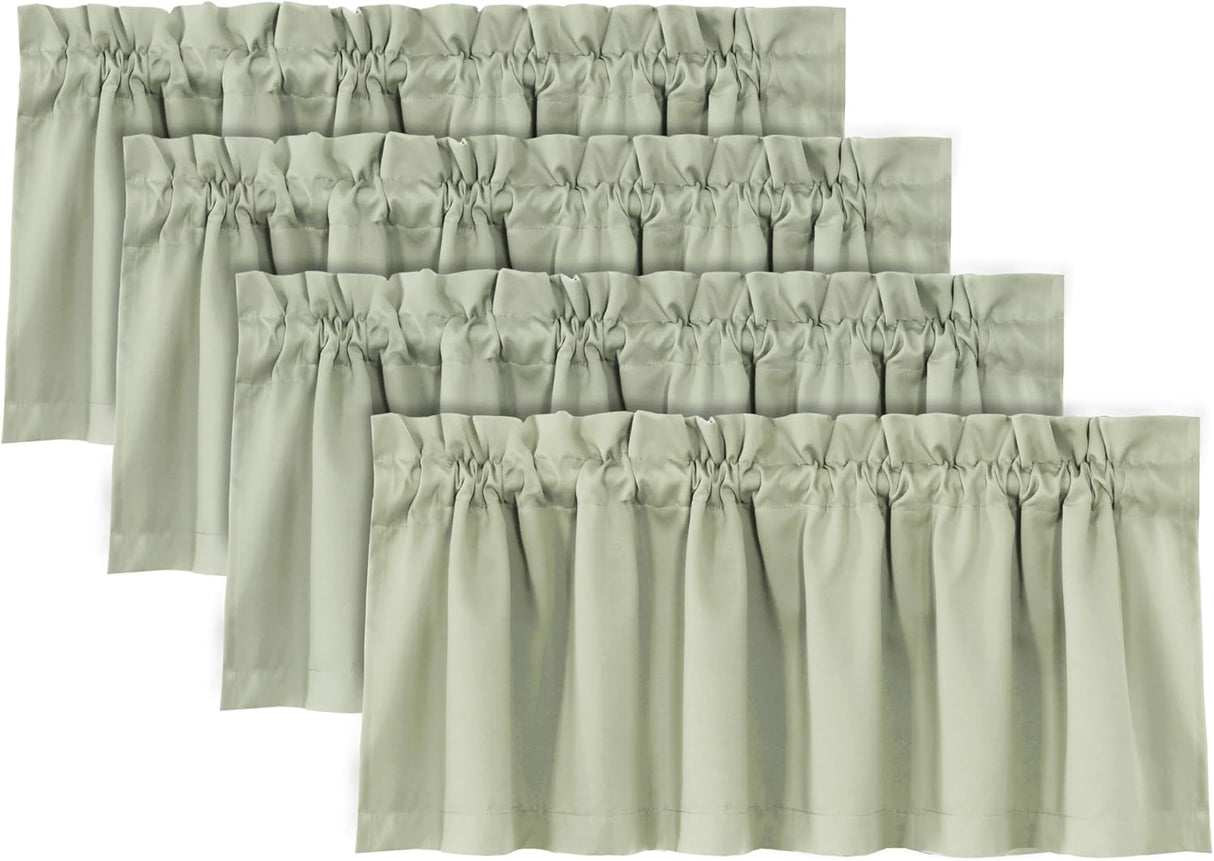 H.VERSAILTEX 100% Blackout Valances for Windows Kitchen Window Rod Pocket Privacy Decorative Curtains 2 Pack