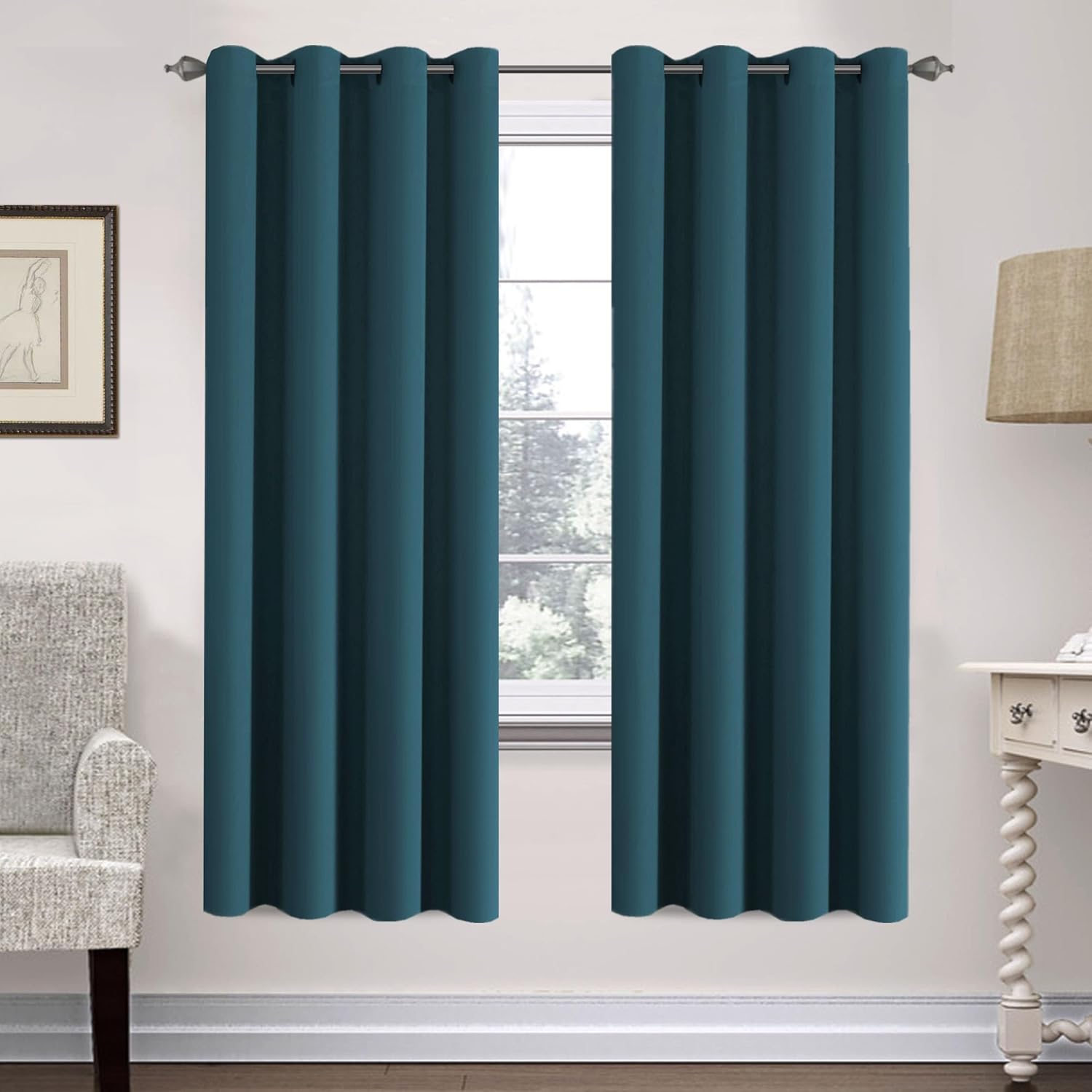Blackout Curtains Thermal Insulated Grommet Top Solid Color Curtains