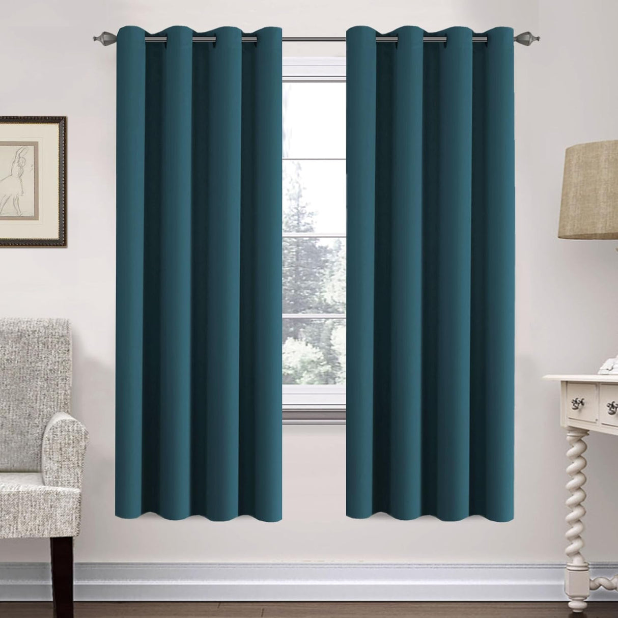 Blackout Curtains Thermal Insulated Grommet Top Solid Color Curtains