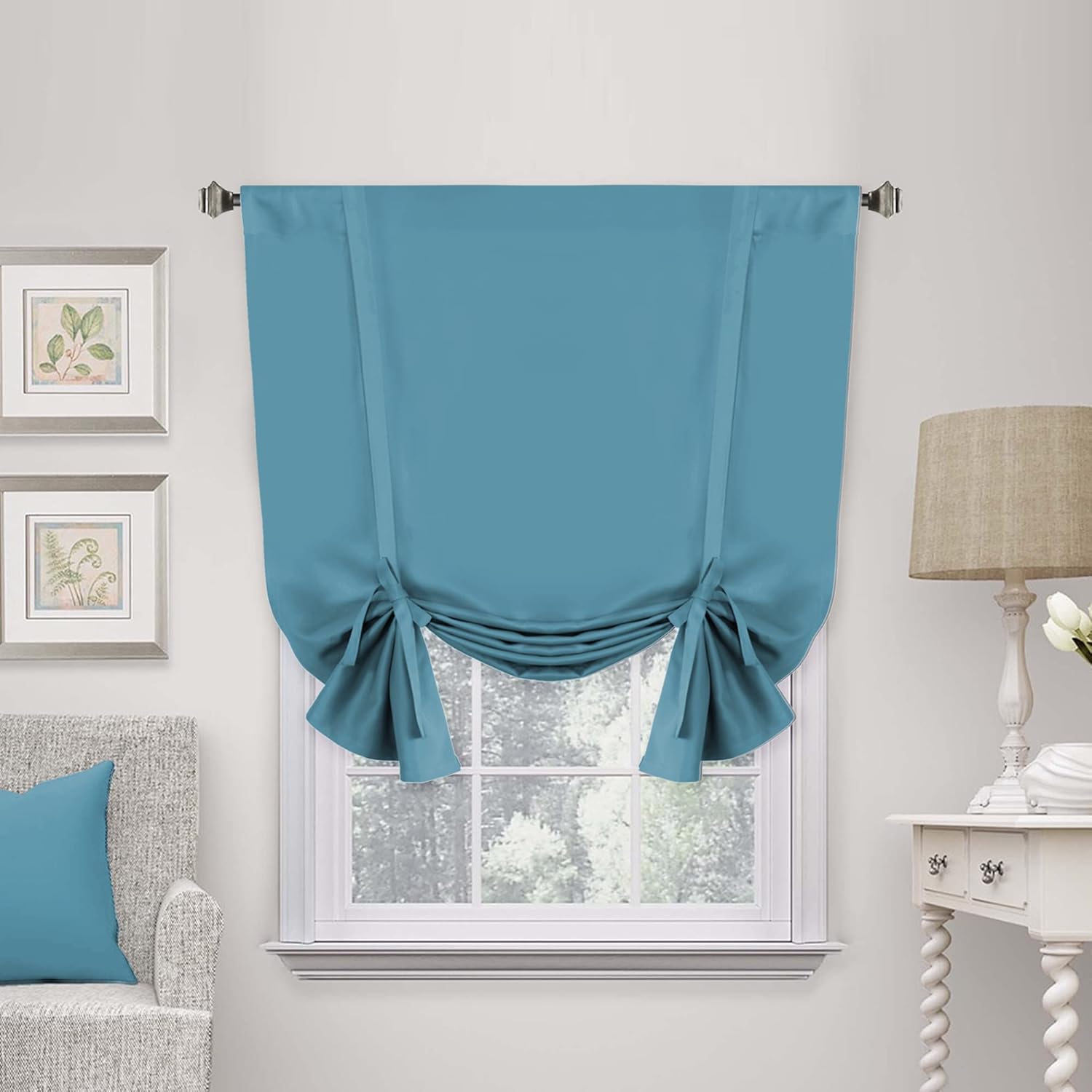 Valances Tie Up Curtains Roman Balloon Blind Rod Pocket Short Curtain