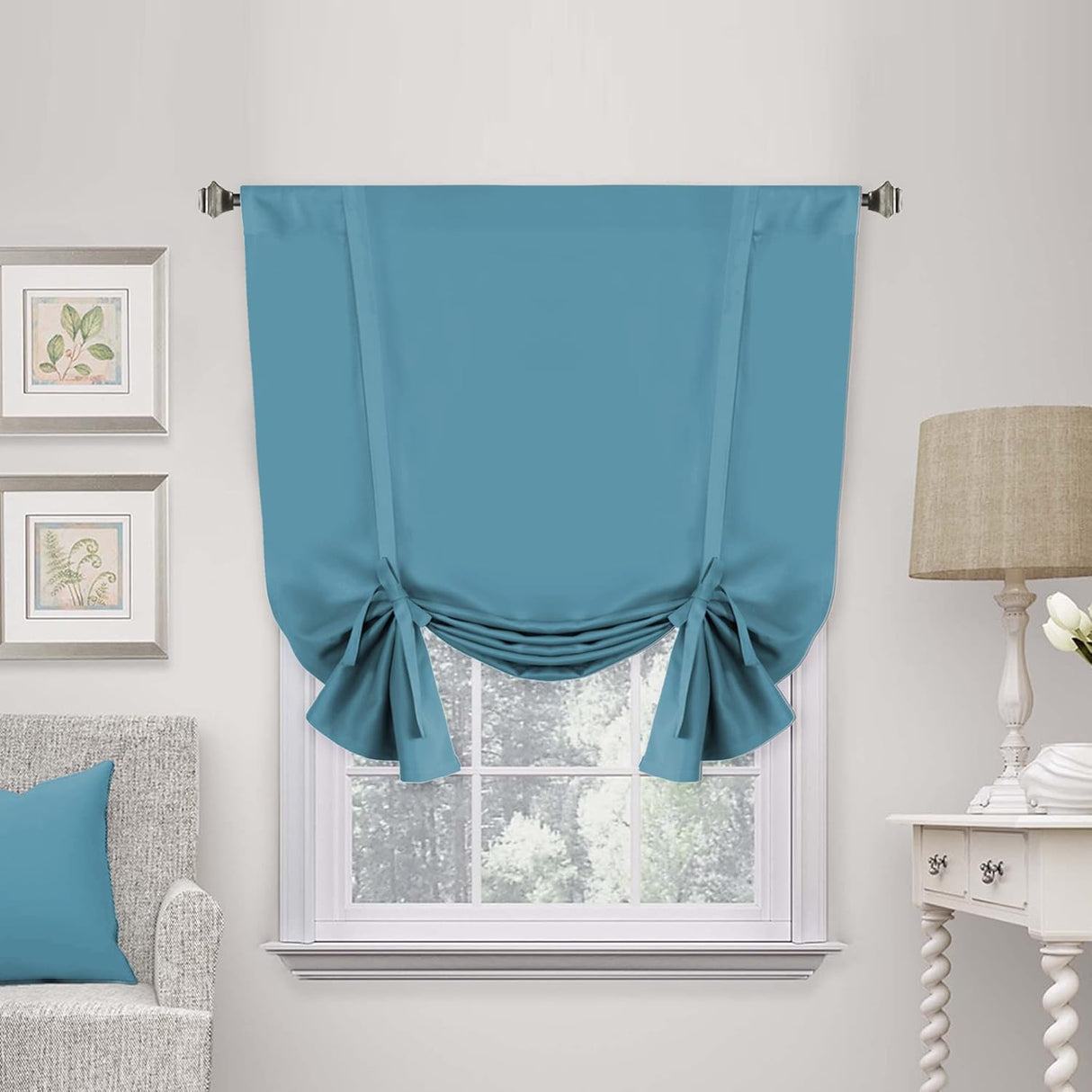 Valances Tie Up Curtains Roman Balloon Blind Rod Pocket Short Curtain