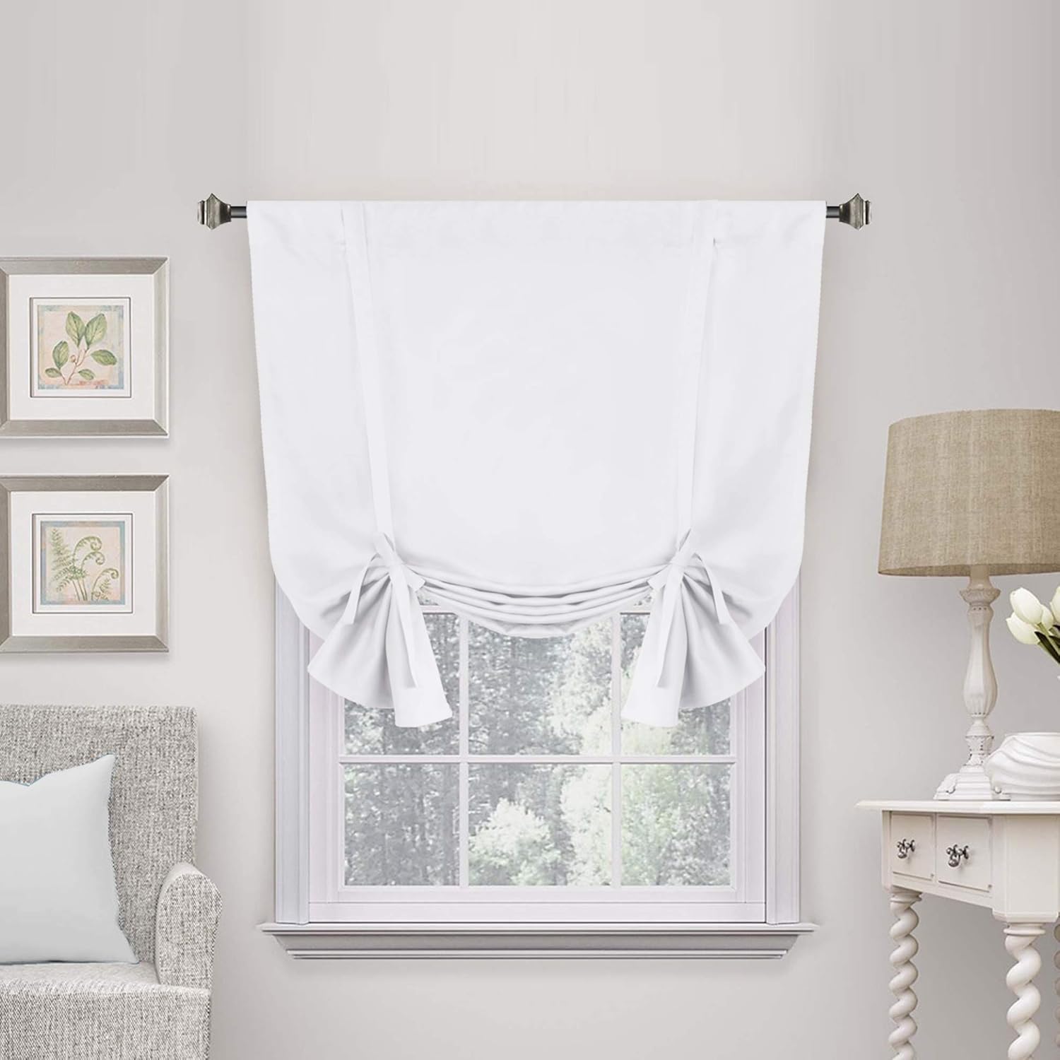 Valances Tie Up Curtains Roman Balloon Blind Rod Pocket Short Curtain