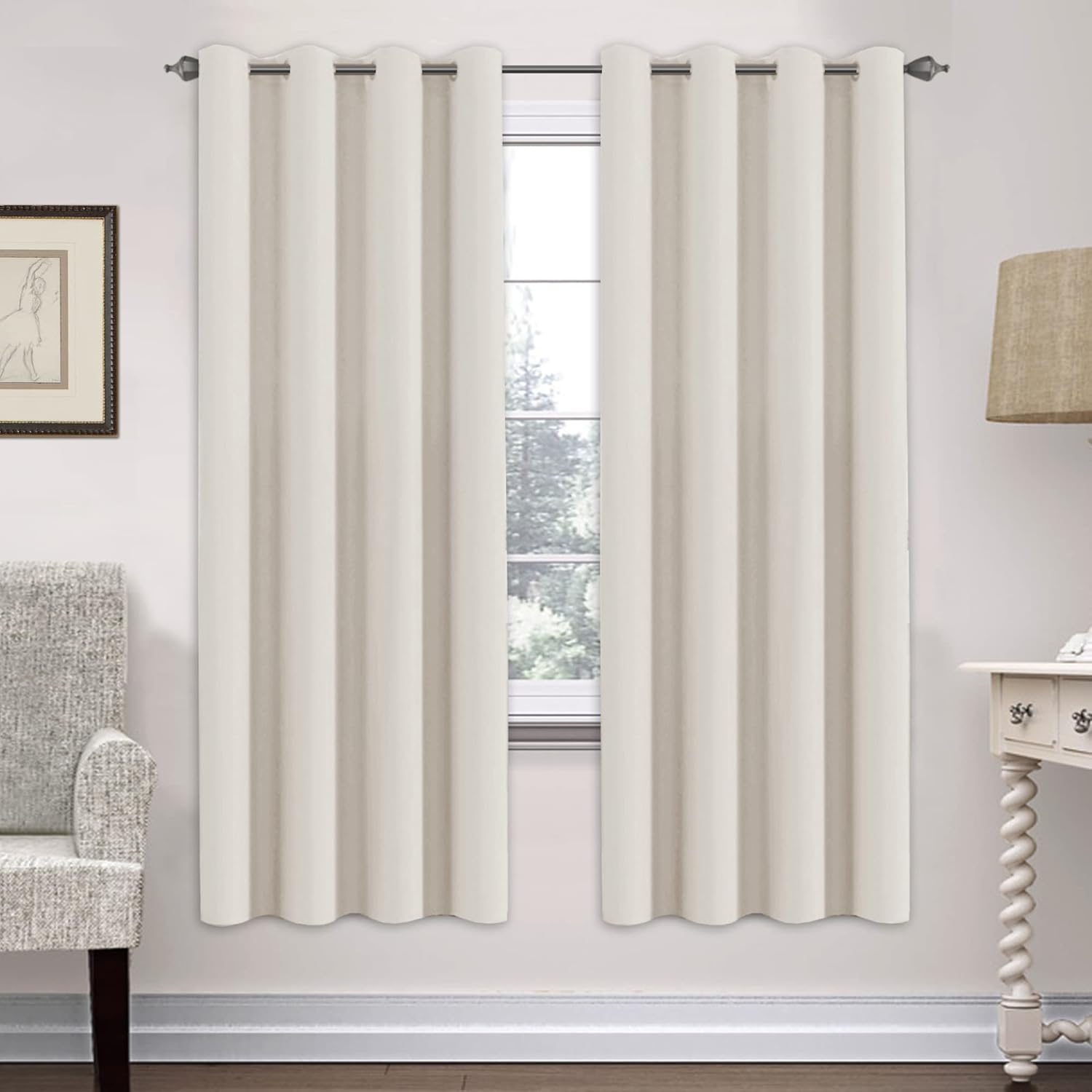 Blackout Curtains Thermal Insulated Grommet Top Solid Color Curtains