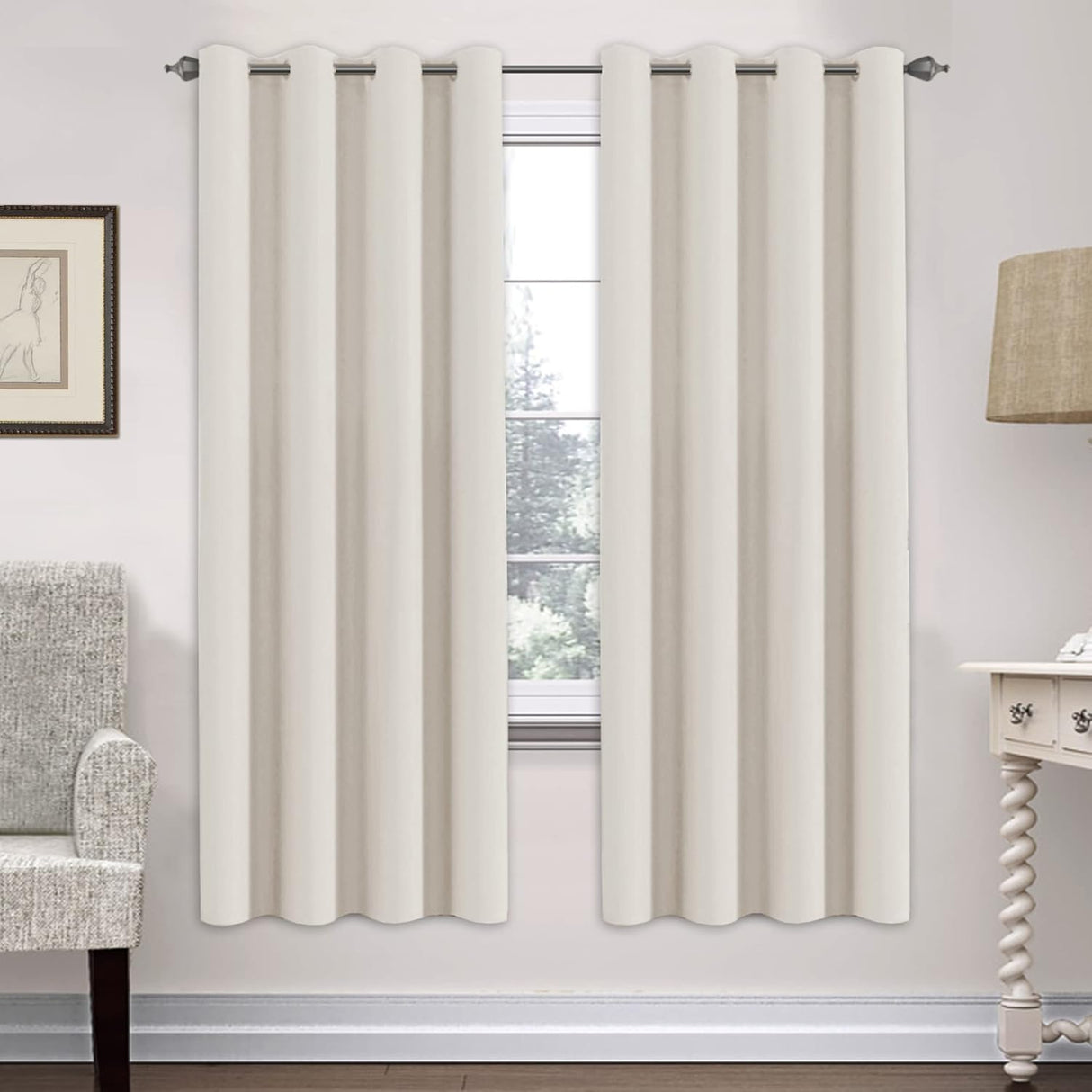 Blackout Curtains Thermal Insulated Grommet Top Solid Color Curtains