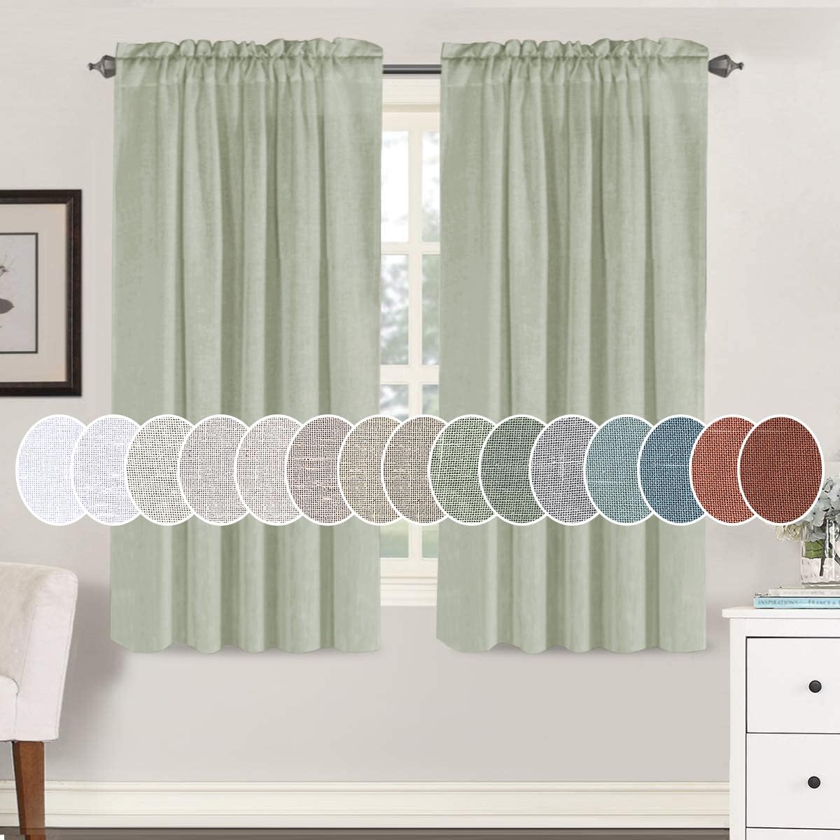 Natural Linen Rod Pocket Curtains Semi Sheer Curtains