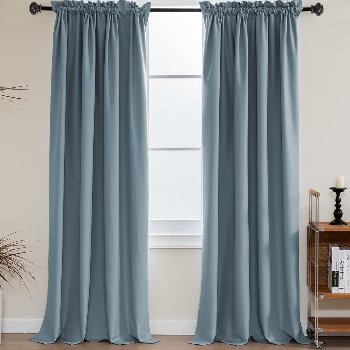 100% Blackout White Liners Window Rod Pocket Curtains