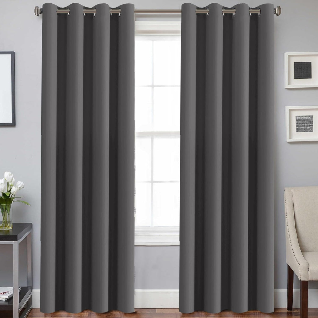 Blackout Curtains Thermal Insulated Grommet Top Solid Color Curtains