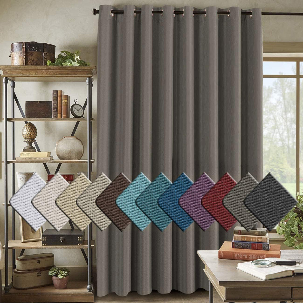 Faux Linen Blackout Thermal Insulated Grommet Curtain