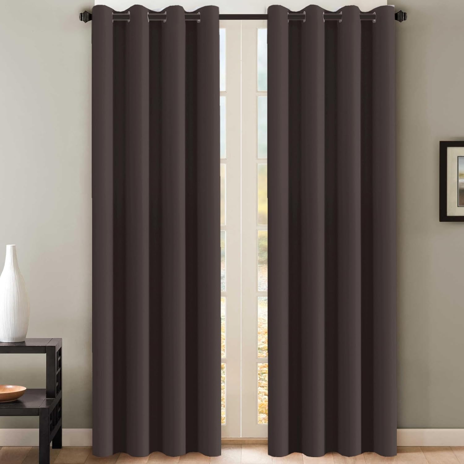 Blackout Curtains Thermal Insulated Grommet Top Solid Color Curtains