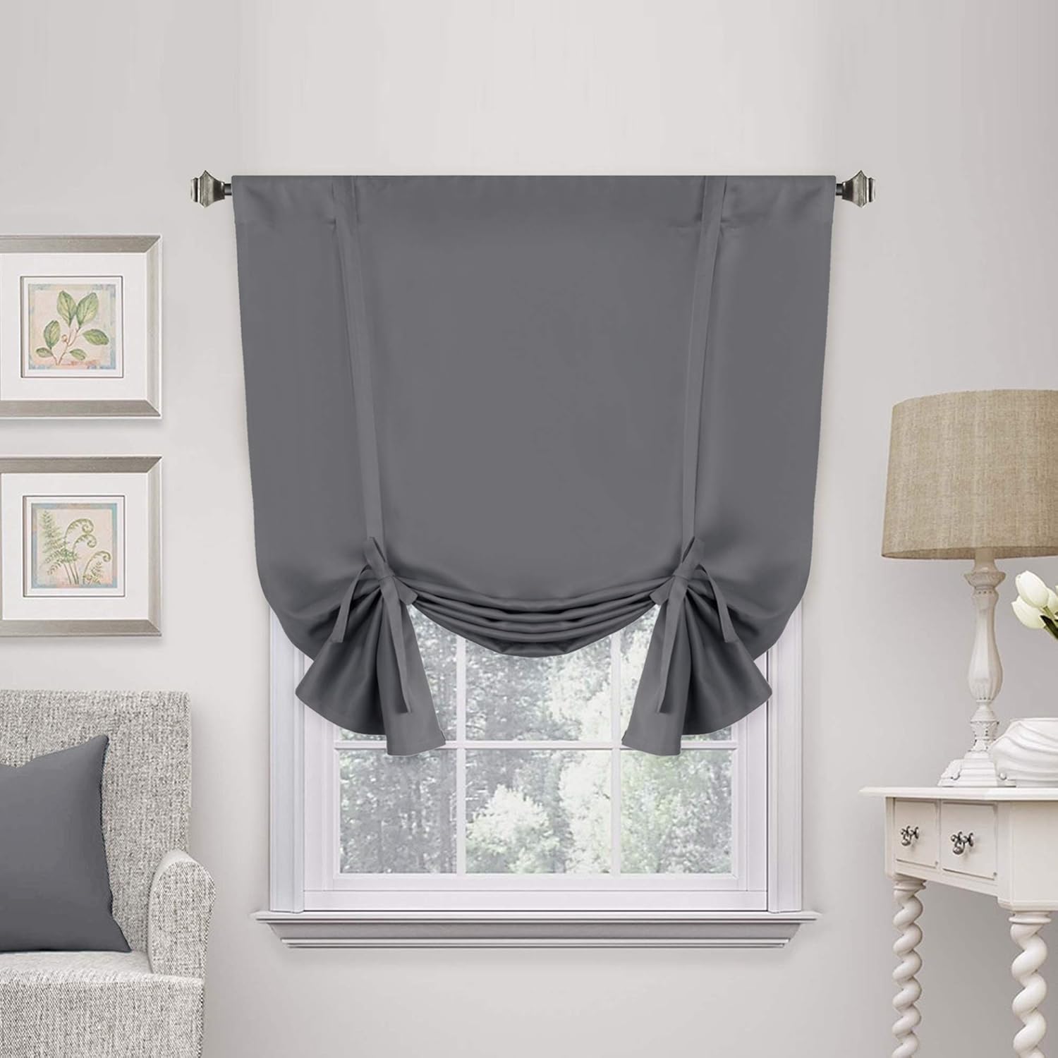 Valances Tie Up Curtains Roman Balloon Blind Rod Pocket Short Curtain