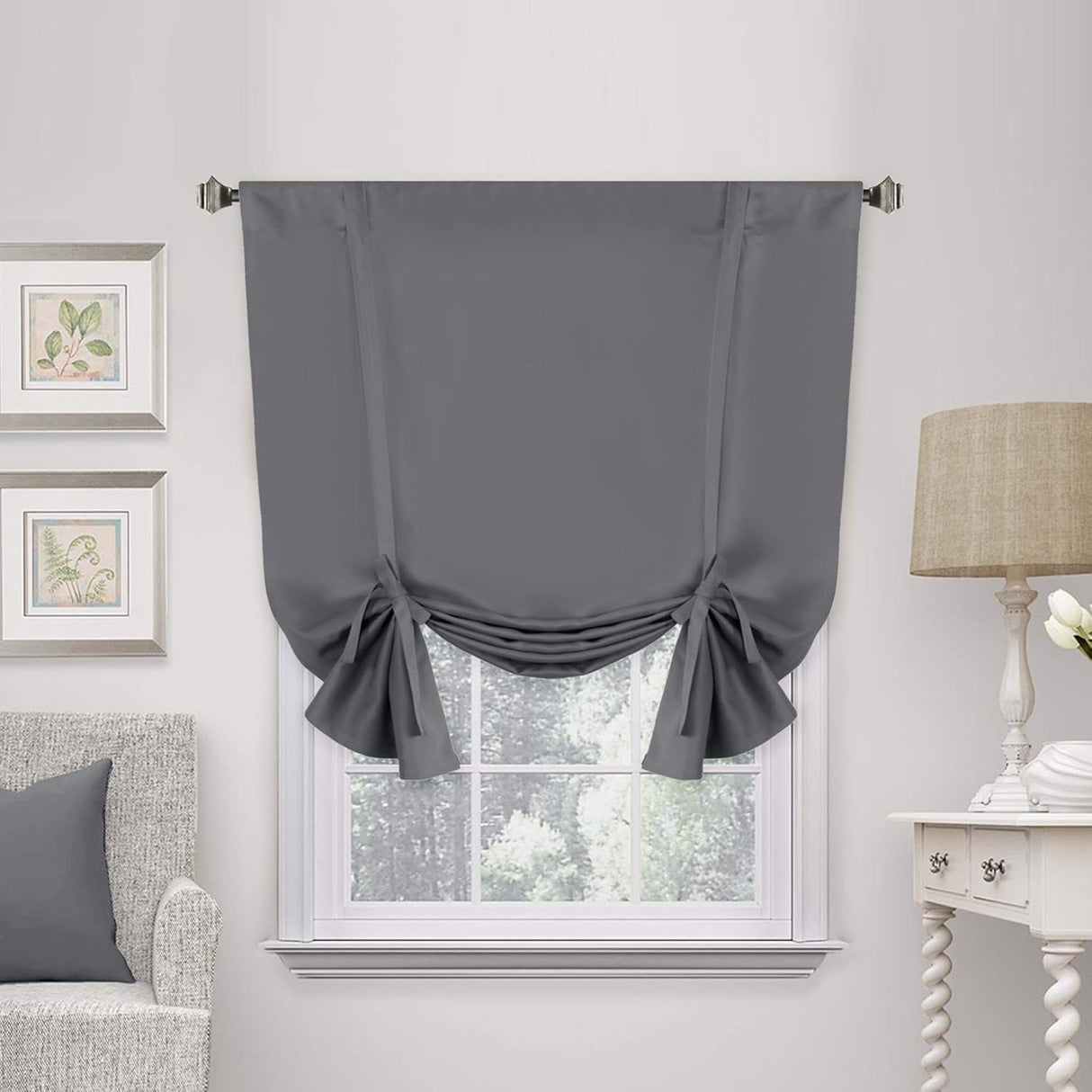 Valances Tie Up Curtains Roman Balloon Blind Rod Pocket Short Curtain