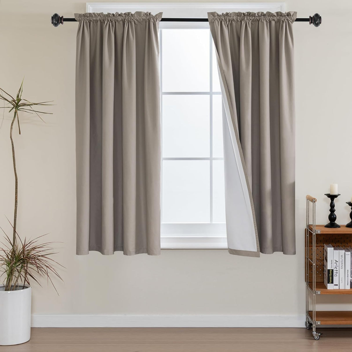 100% Blackout White Liners Window Rod Pocket Curtains