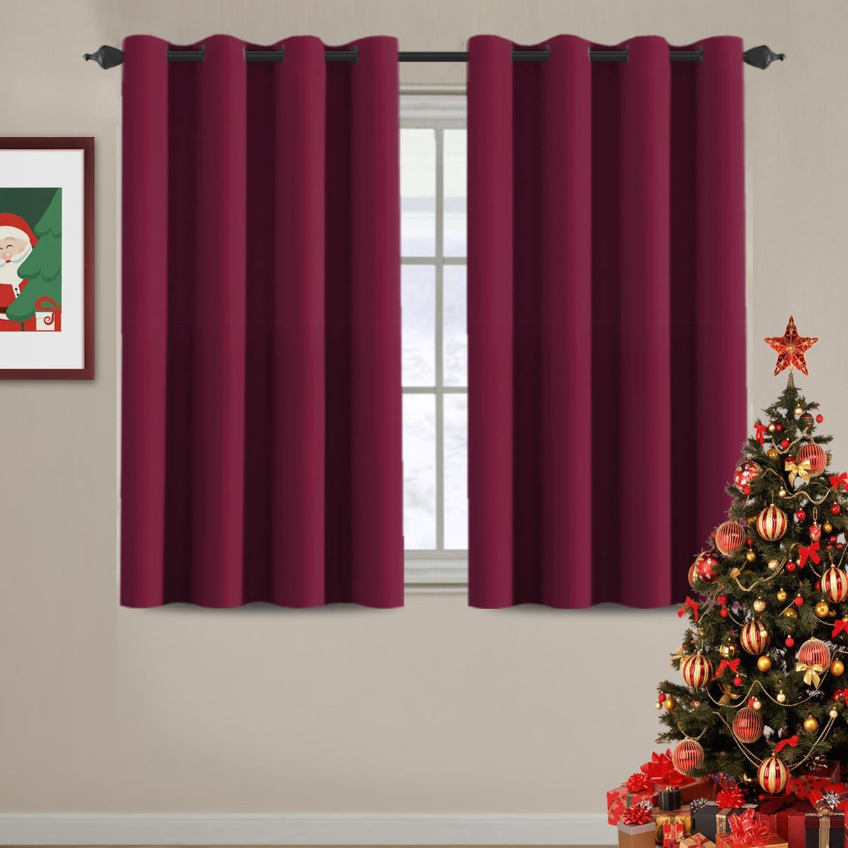 100% Blackout Thermal Insulated Grommet Solid Color Curtains