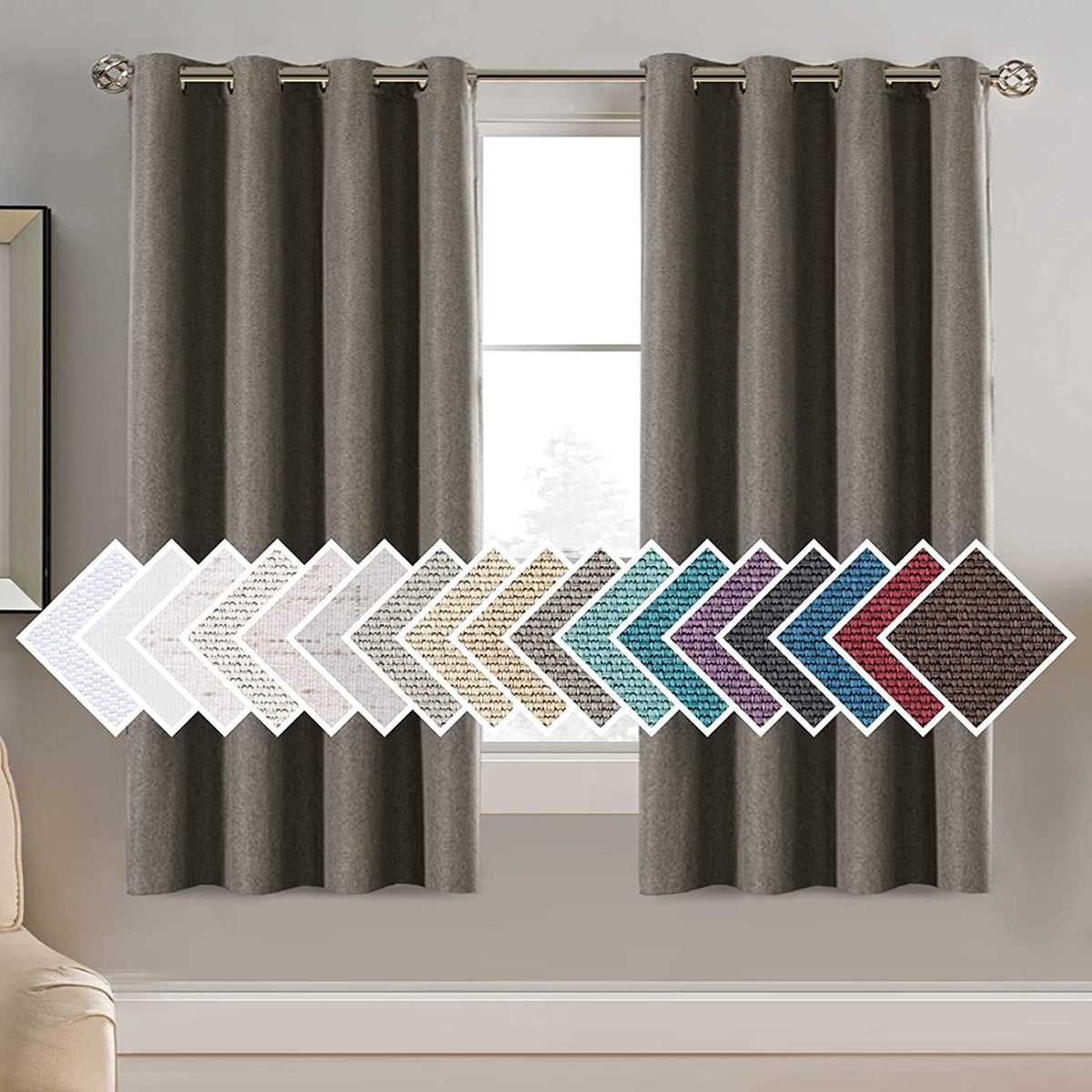 Faux Linen Blackout Thermal Insulated Grommet Curtain