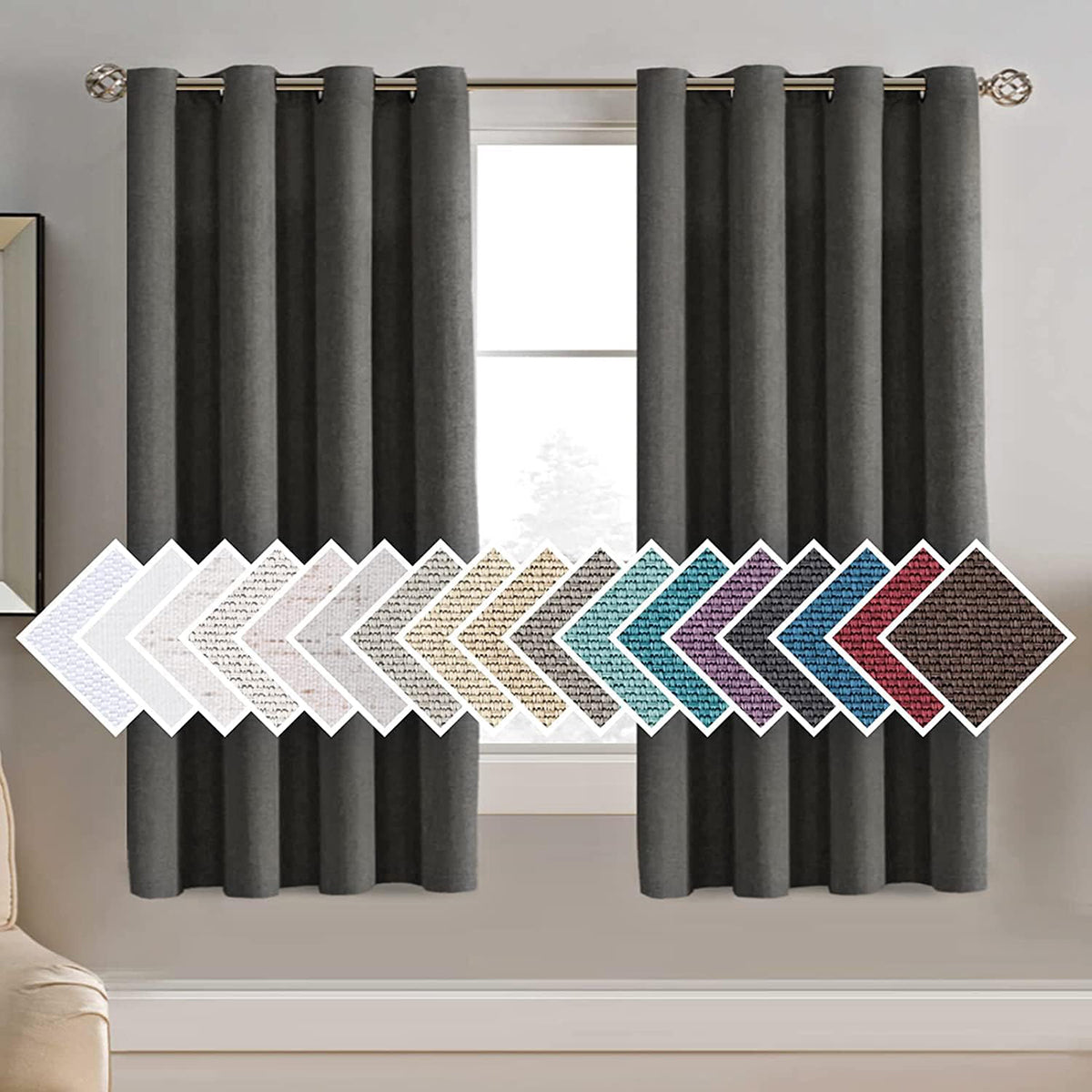 Faux Linen Blackout Thermal Insulated Grommet Curtain