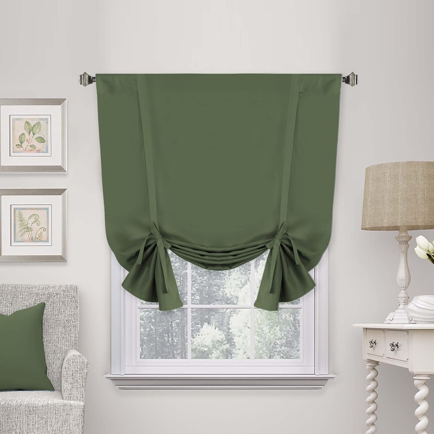 Valances Tie Up Curtains Roman Balloon Blind Rod Pocket Short Curtain