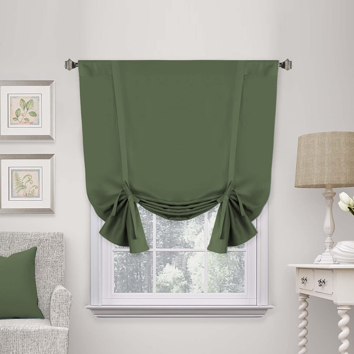 Valances Tie Up Curtains Roman Balloon Blind Rod Pocket Short Curtain