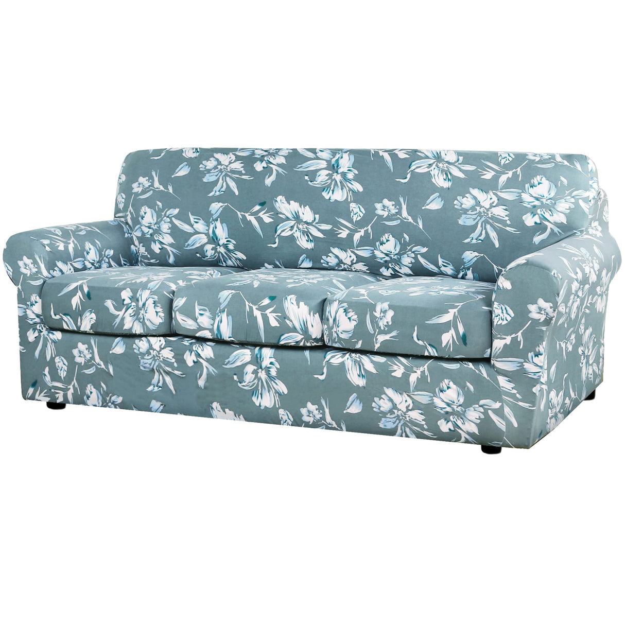 H.VERSAILTEX Super Stretch 3 Pieces Sofa Covers for 2 Cushion Couch Covers Sofa Slipcovers Feature Soft Thick Bouncy Modern Style with Individual Cushion Covers Pet Friendly - Loveseat, Aqua