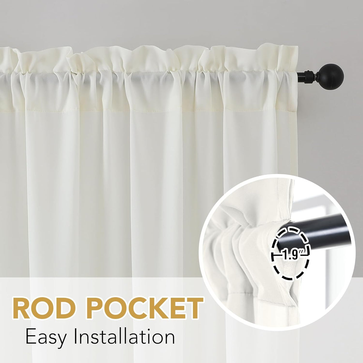 H.VERSAILTEX Sheer Curtains 84 inches Long Non-See-Through Farmhouse Curtains for Living Room Light Filtering Semi Sheer Panels for Bedroom Privacy Window Drapes 2 Panels Rod Pocket, Beige