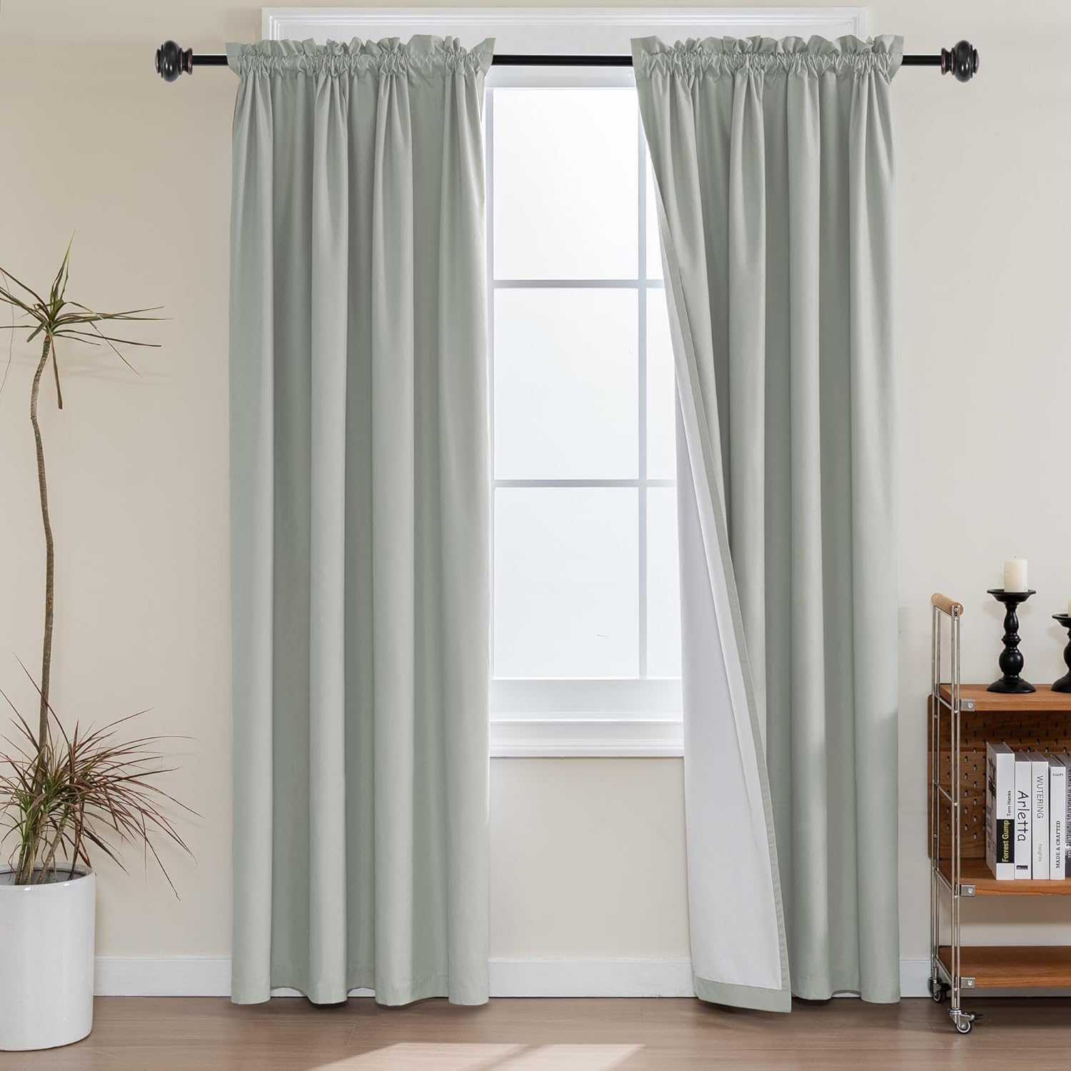 100% Blackout White Liners Window Rod Pocket Curtains